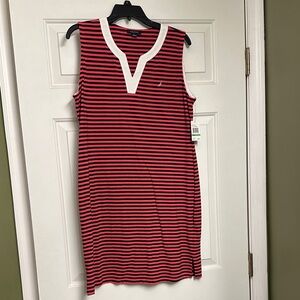 Nautica Women's Striped Red and Black Mini Dress